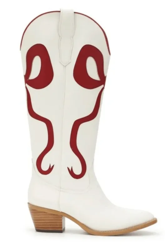 Just a City Girl Cowboy Boots - White and Red sold by Hazel & Olive