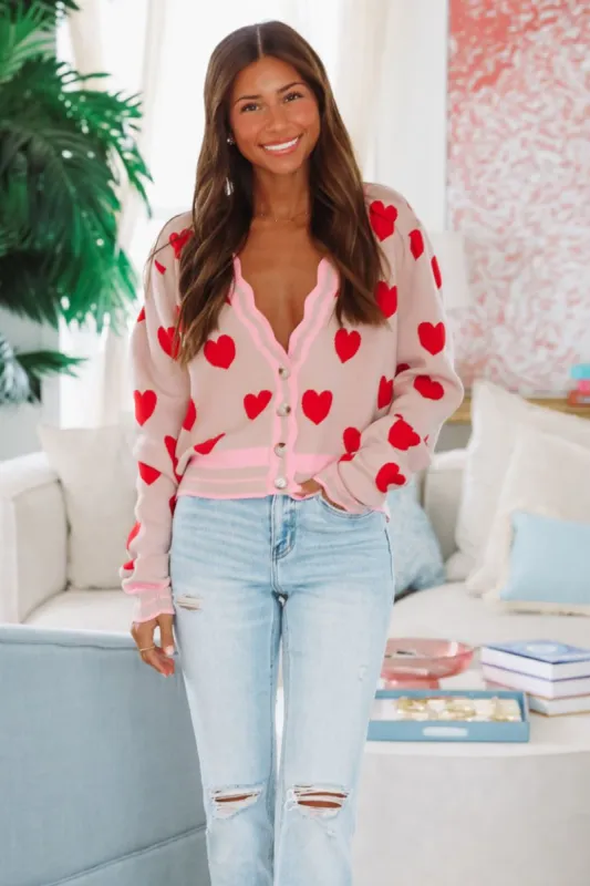 Cupid, WYA Cardigan - Blush and Red (FINAL SALE) sold by Hazel & Olive