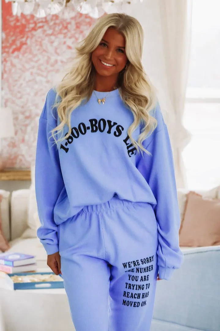 Boys Lie 1-800 Revamped Kara Crewneck - Blue sold by Hazel & Olive