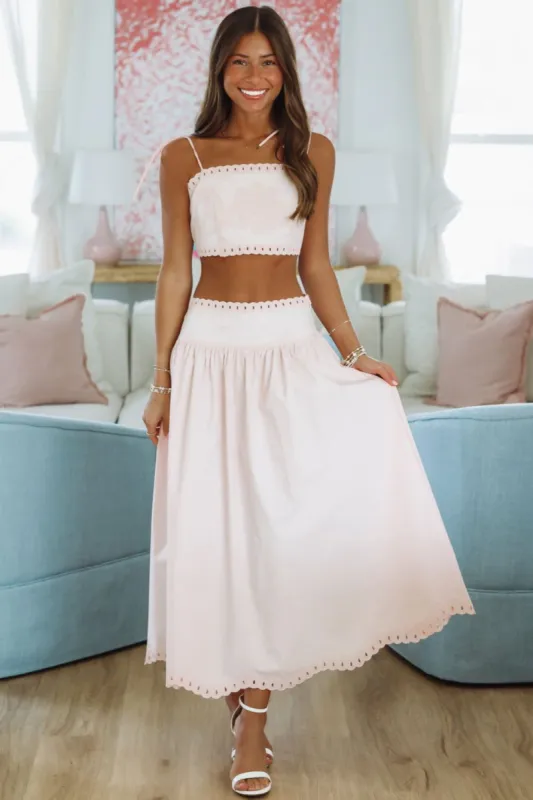 Petal Perfection Crop Top and Midi Skirt Set - Pink sold by Hazel & Olive