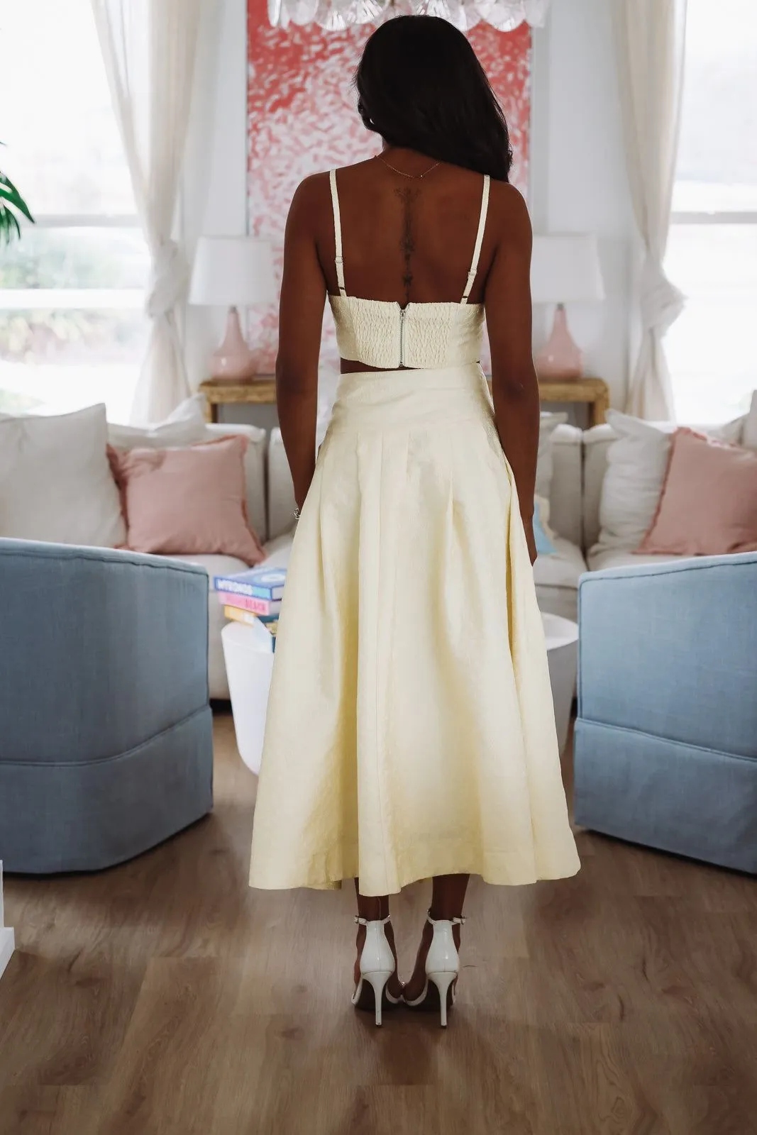 The Keeper Crop Top and Midi Skirt Set - Yellow sold by Hazel & Olive product image thumbnail 5