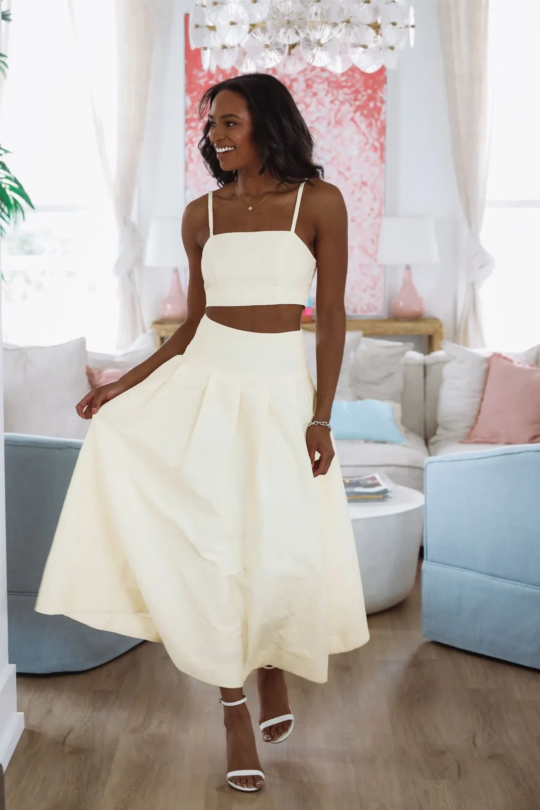 The Keeper Crop Top and Midi Skirt Set - Yellow sold by Hazel & Olive product image thumbnail 2