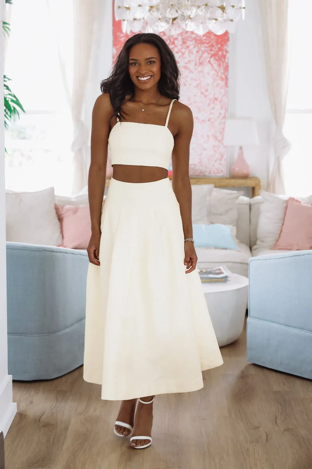 The Keeper Crop Top and Midi Skirt Set - Yellow sold by Hazel & Olive product image thumbnail 3