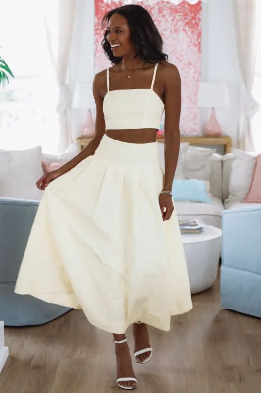 The Keeper Crop Top and Midi Skirt Set - Yellow sold by Hazel & Olive