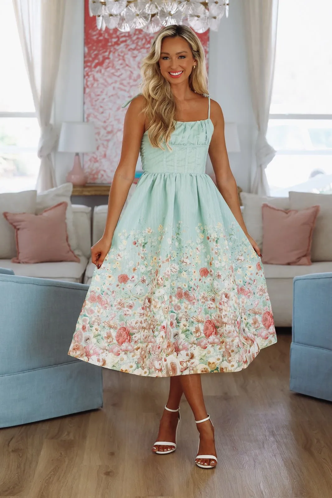 Garden Essence Midi Dress - Sage sold by Hazel & Olive