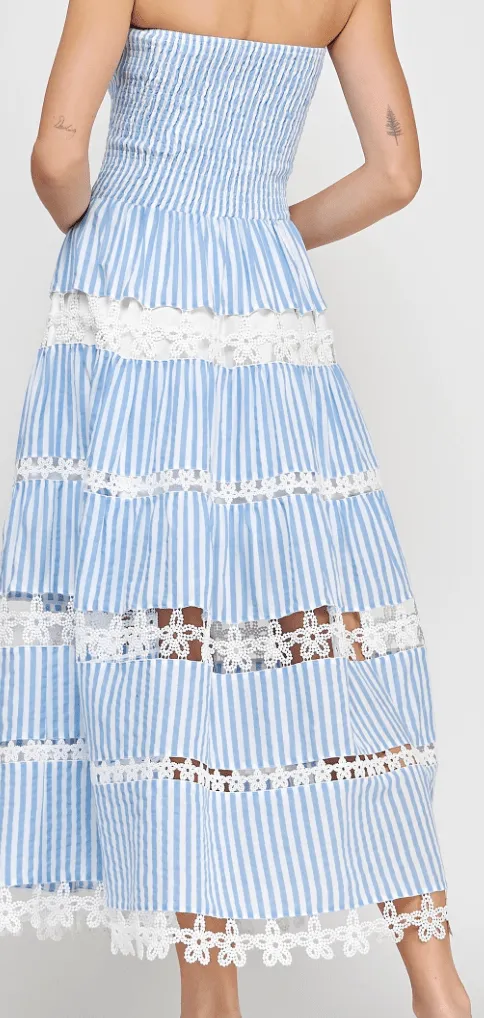 Early Dawn Midi Dress - Blue and White sold by Hazel & Olive product image thumbnail 3
