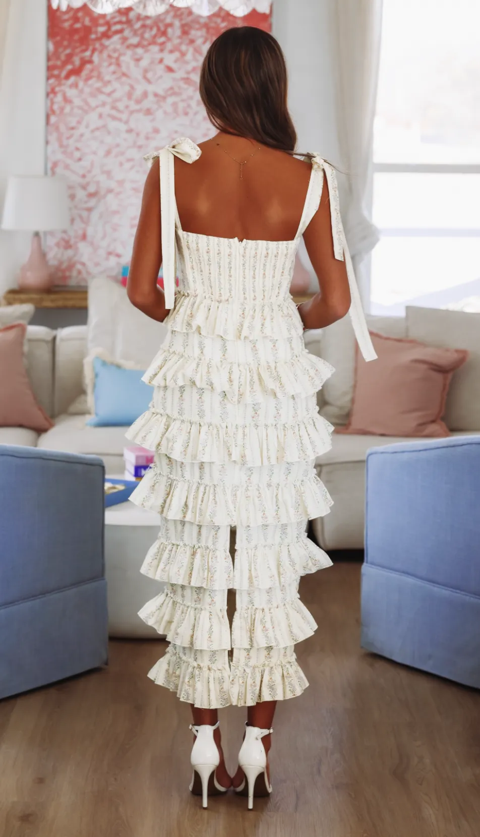 She's Stunning Floral Midi Dress - Light Yellow sold by Hazel & Olive product image thumbnail 4