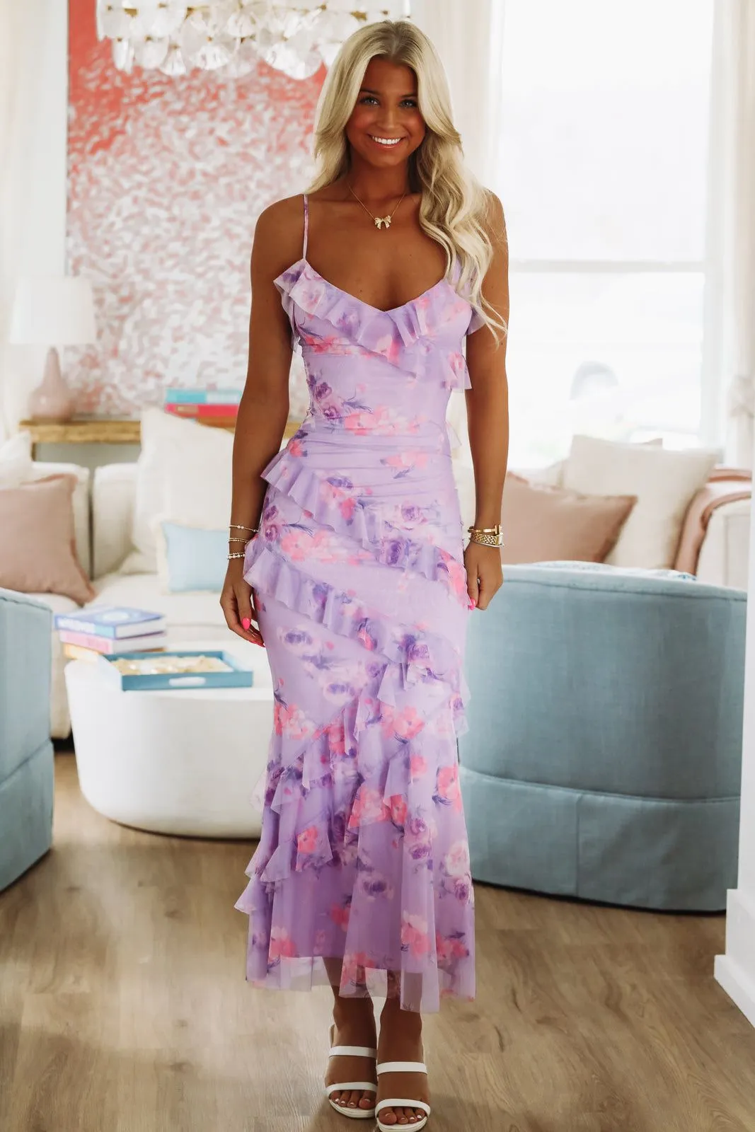 Petals in the Wind Maxi Dress - Lavender sold by Hazel & Olive