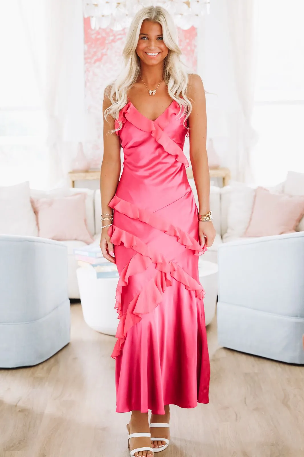 Ruffled Bliss Maxi Dress - Pink sold by Hazel & Olive product image thumbnail 3