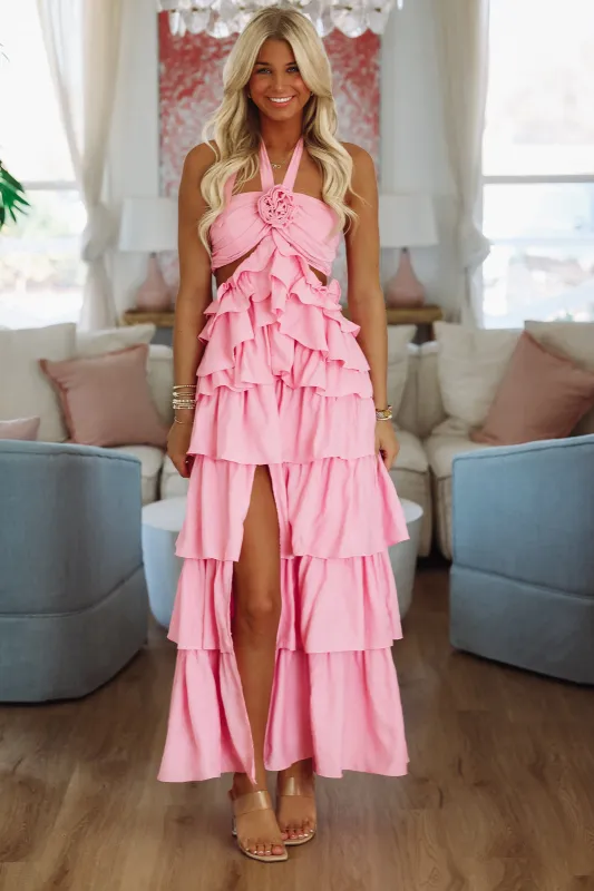 You've Got Me Twisted Maxi Dress - Pink sold by Hazel & Olive