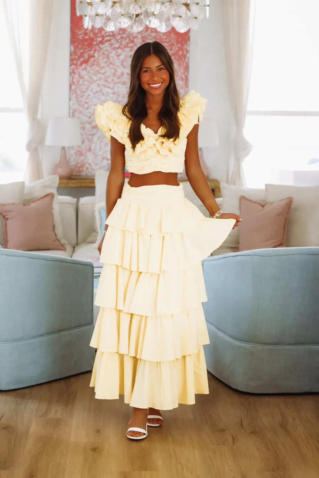 Lemon Zest Ruffled Crop Top - Yellow sold by Hazel & Olive product image thumbnail 3