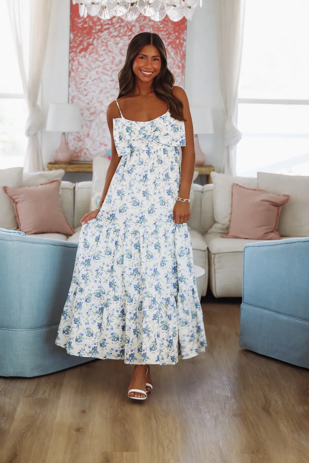 Exciting News Midi Dress - Blue and White sold by Hazel & Olive product image thumbnail 3