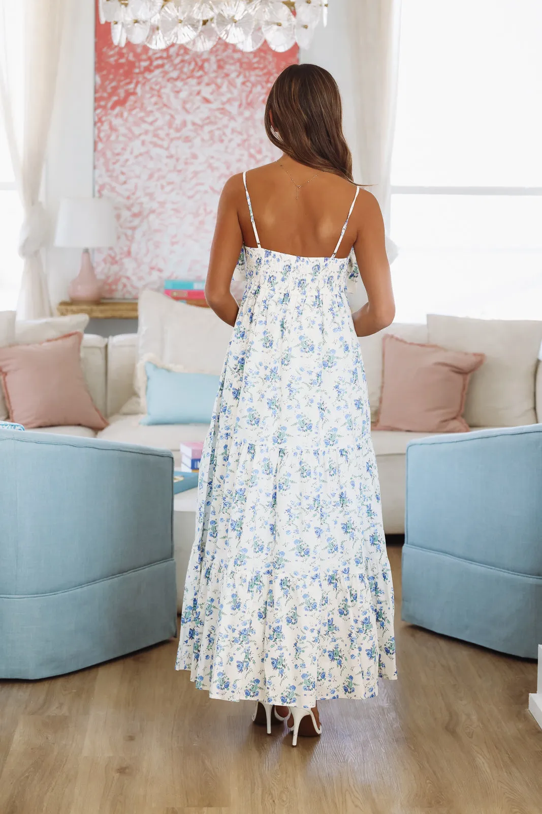 Exciting News Midi Dress - Blue and White sold by Hazel & Olive product image thumbnail 4