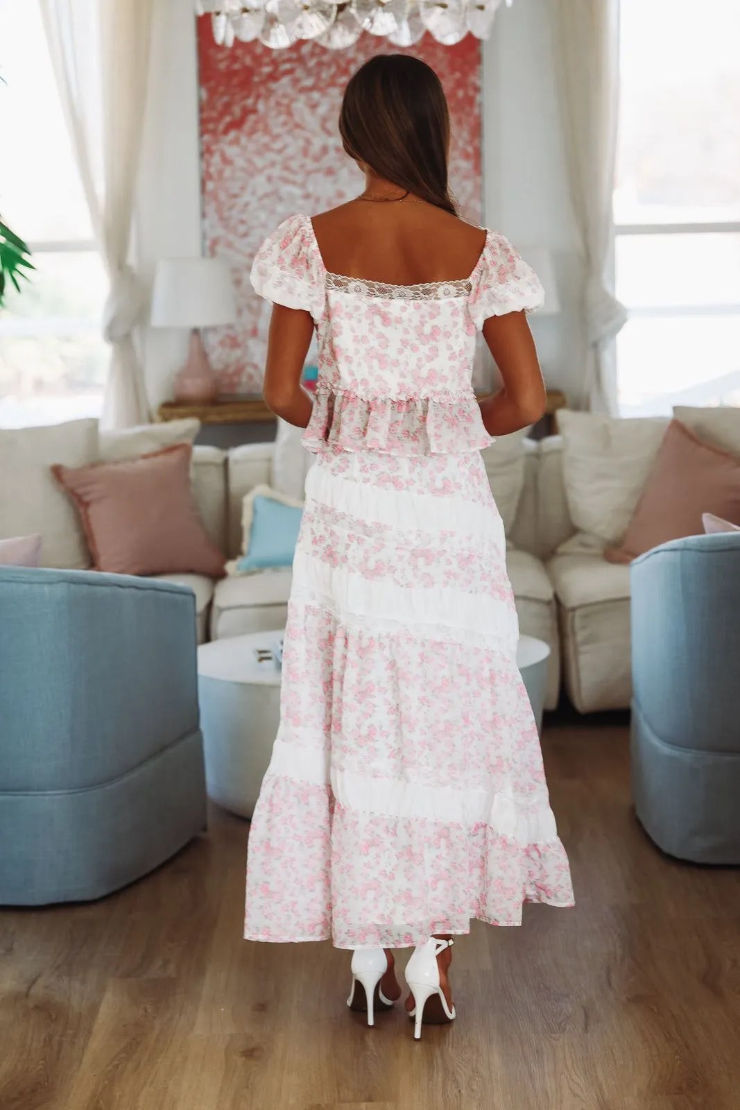 Enchanted Moments Midi Skirt - White and Pink sold by Hazel & Olive product image thumbnail 4