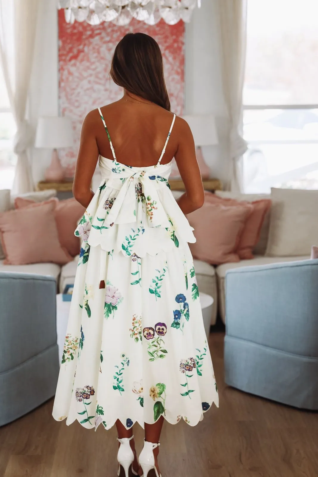 Palm Paradise Midi Skirt - Ivory, Green and Purple sold by Hazel & Olive product image thumbnail 3