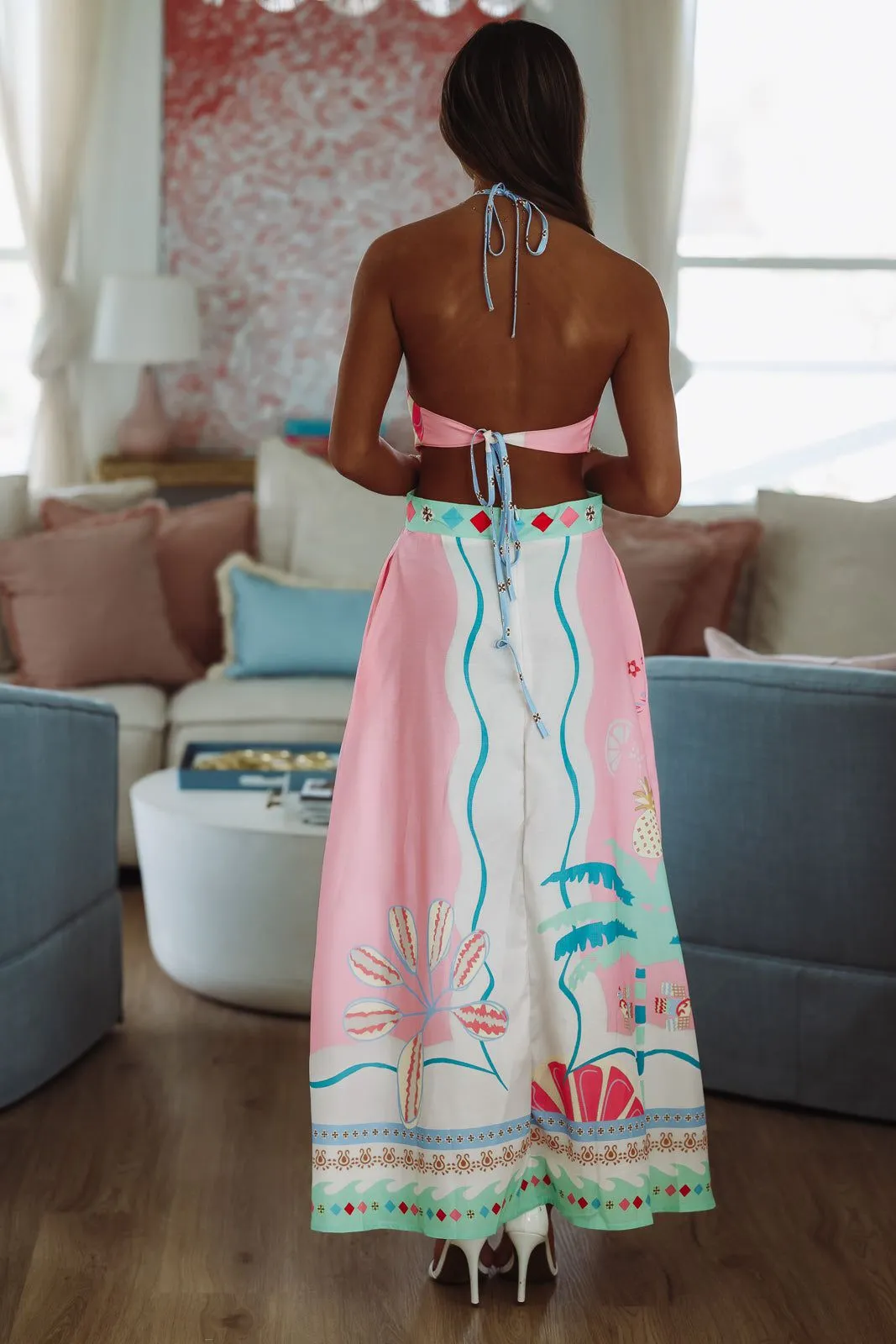 About the Print Maxi Dress - White, Pink and Blue sold by Hazel & Olive product image thumbnail 3