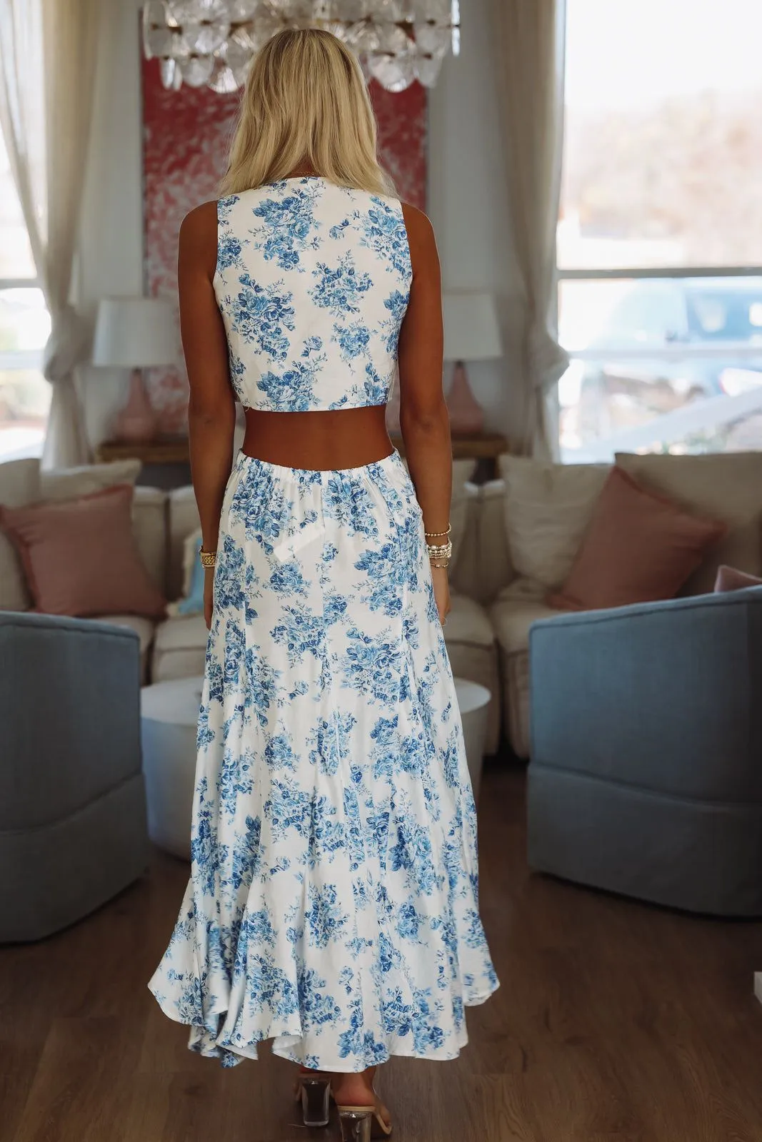 Azure Skies Maxi Skirt - White and Blue sold by Hazel & Olive product image thumbnail 3