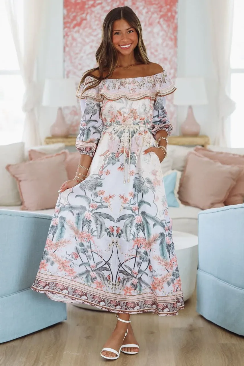 Bora Bora Bound Maxi Dress - Purple, Orange and Pink sold by Hazel & Olive