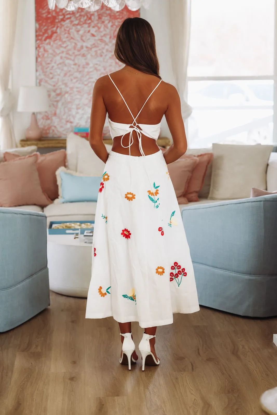 Tulip Tango Midi Dress - White (FINAL SALE) sold by Hazel & Olive product image thumbnail 4