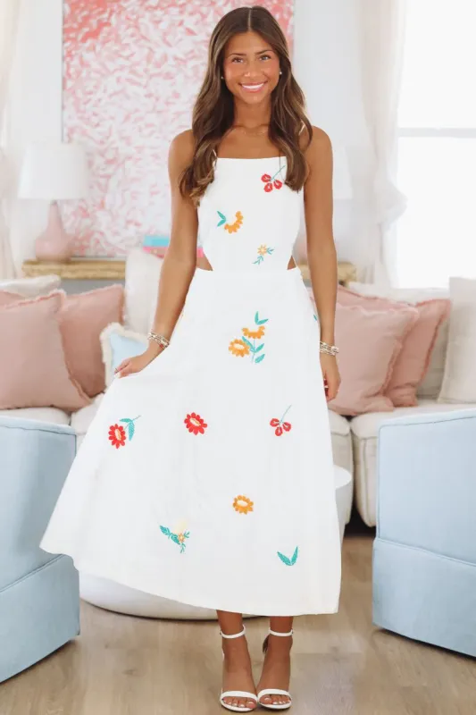 Tulip Tango Midi Dress - White sold by Hazel & Olive