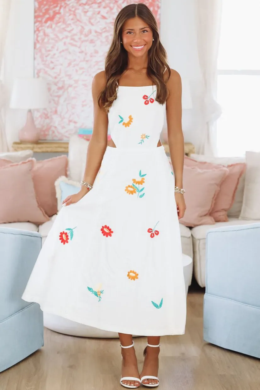 Tulip Tango Midi Dress - White (FINAL SALE) sold by Hazel & Olive