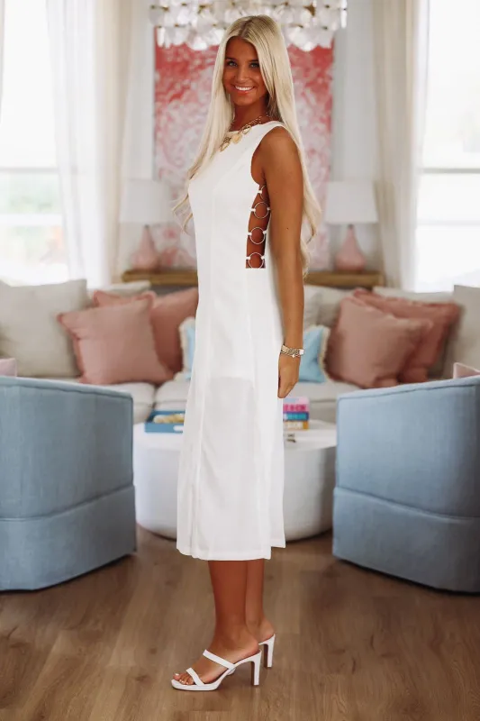 Polished Midi Dress - White sold by Hazel & Olive