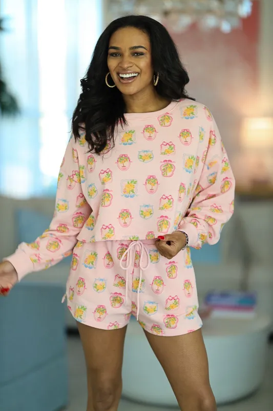 Lemon Amalfi Coast Shorts - Pink (FINAL SALE) sold by Hazel & Olive