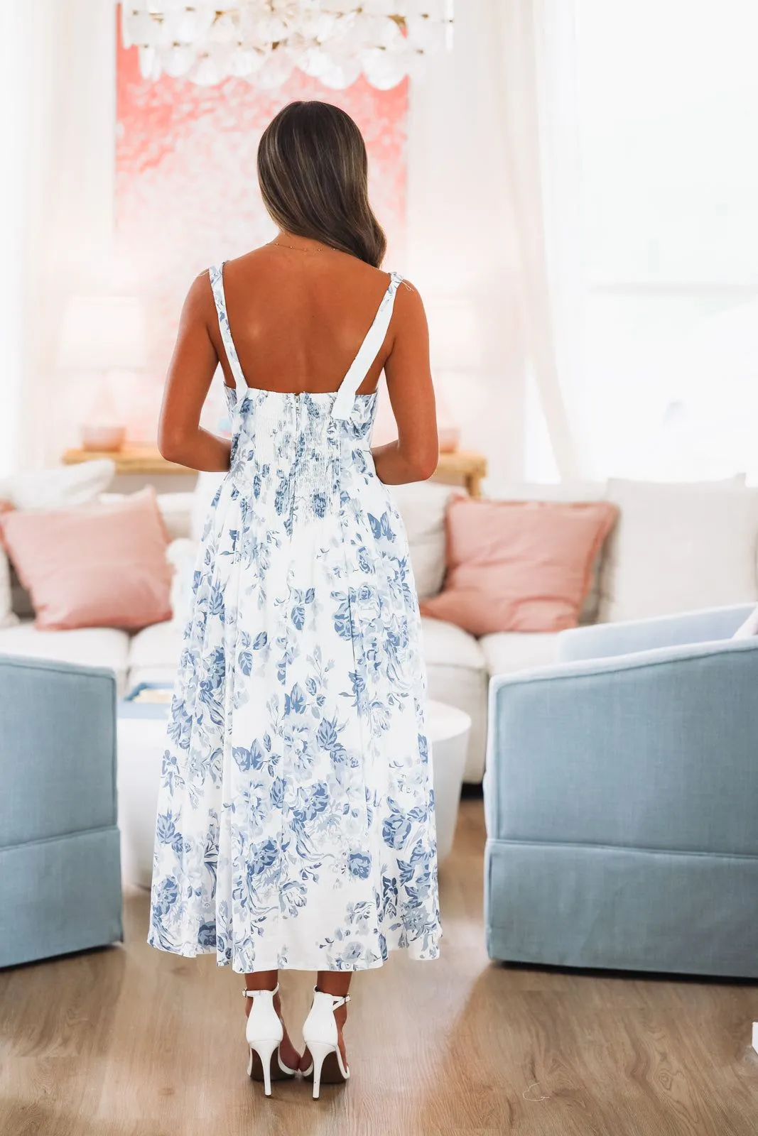 What It's Worth Midi Dress - Blue and White sold by Hazel & Olive product image thumbnail 4