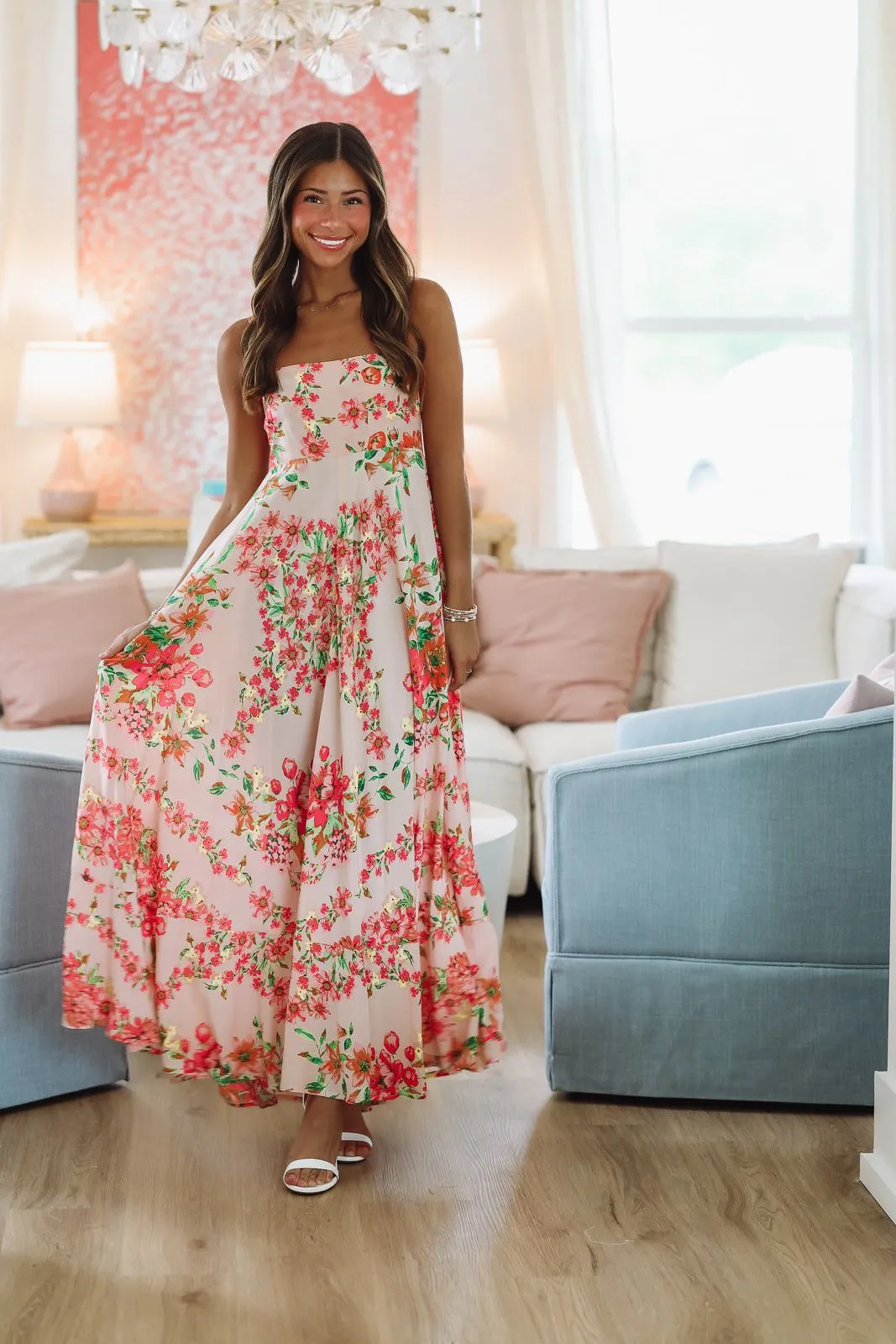 Peach Perfection Maxi Dress - Peach, Pink and Orange sold by Hazel & Olive product image thumbnail 3