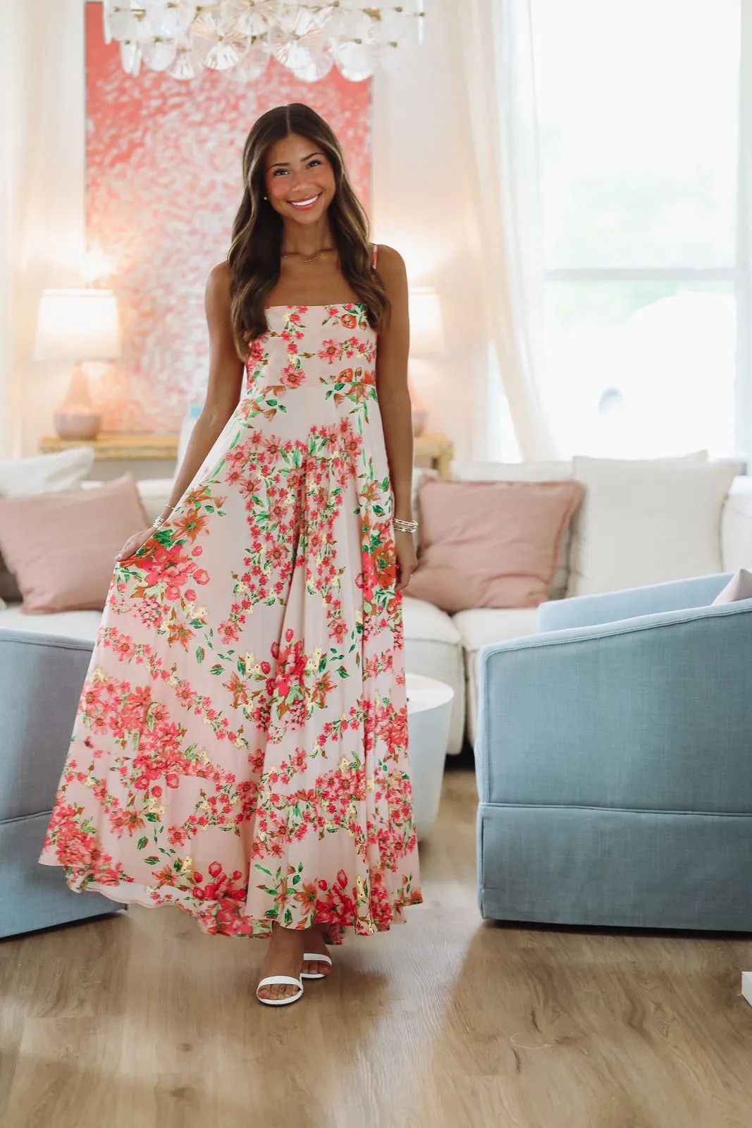 Peach Perfection Maxi Dress - Peach, Pink and Orange sold by Hazel & Olive product image thumbnail 2