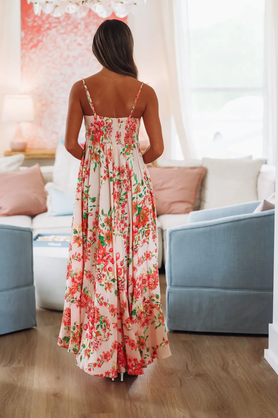 Peach Perfection Maxi Dress - Peach, Pink and Orange sold by Hazel & Olive product image thumbnail 4