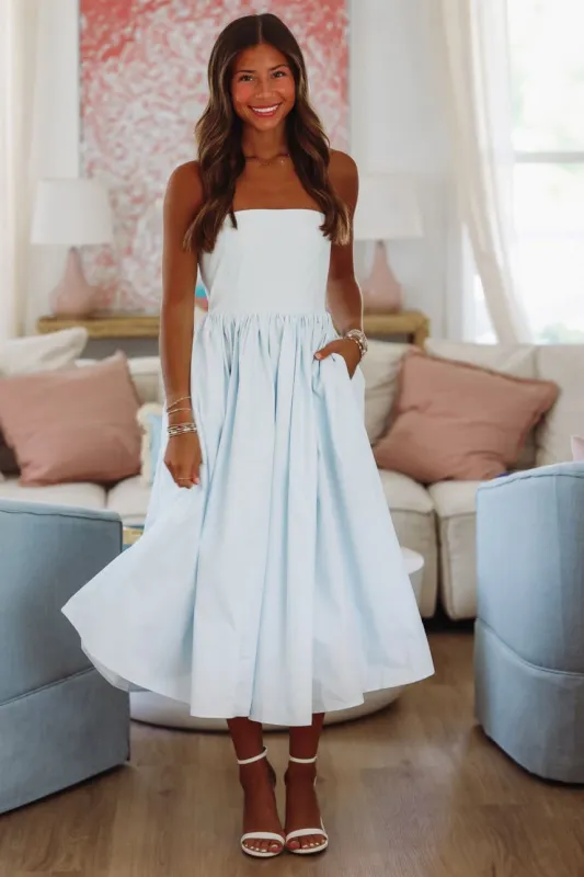 Coastal Sunrise Midi Dress - Light Blue sold by Hazel & Olive