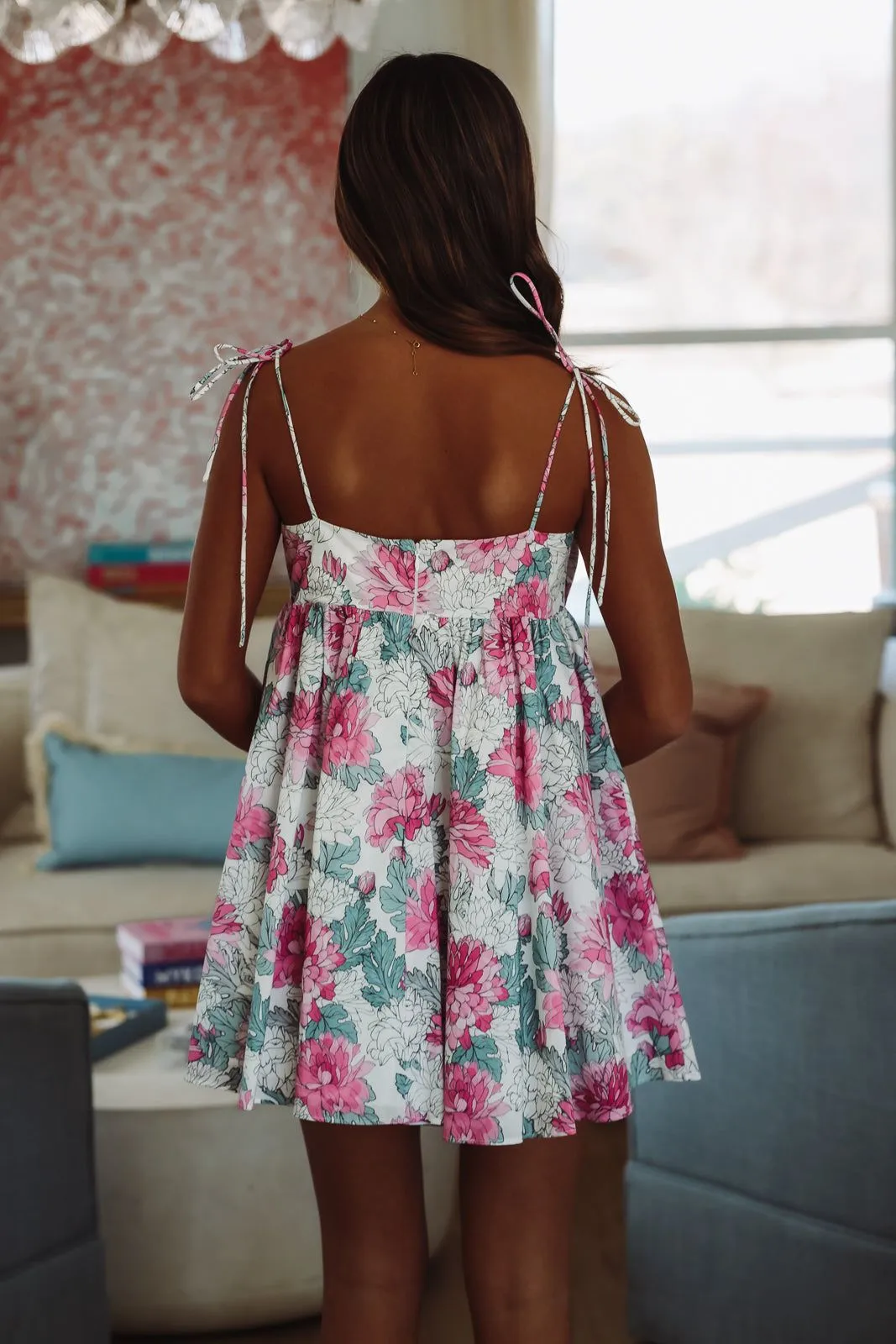 Just for Me Mini Dress - White, Pink and Grey sold by Hazel & Olive product image thumbnail 4