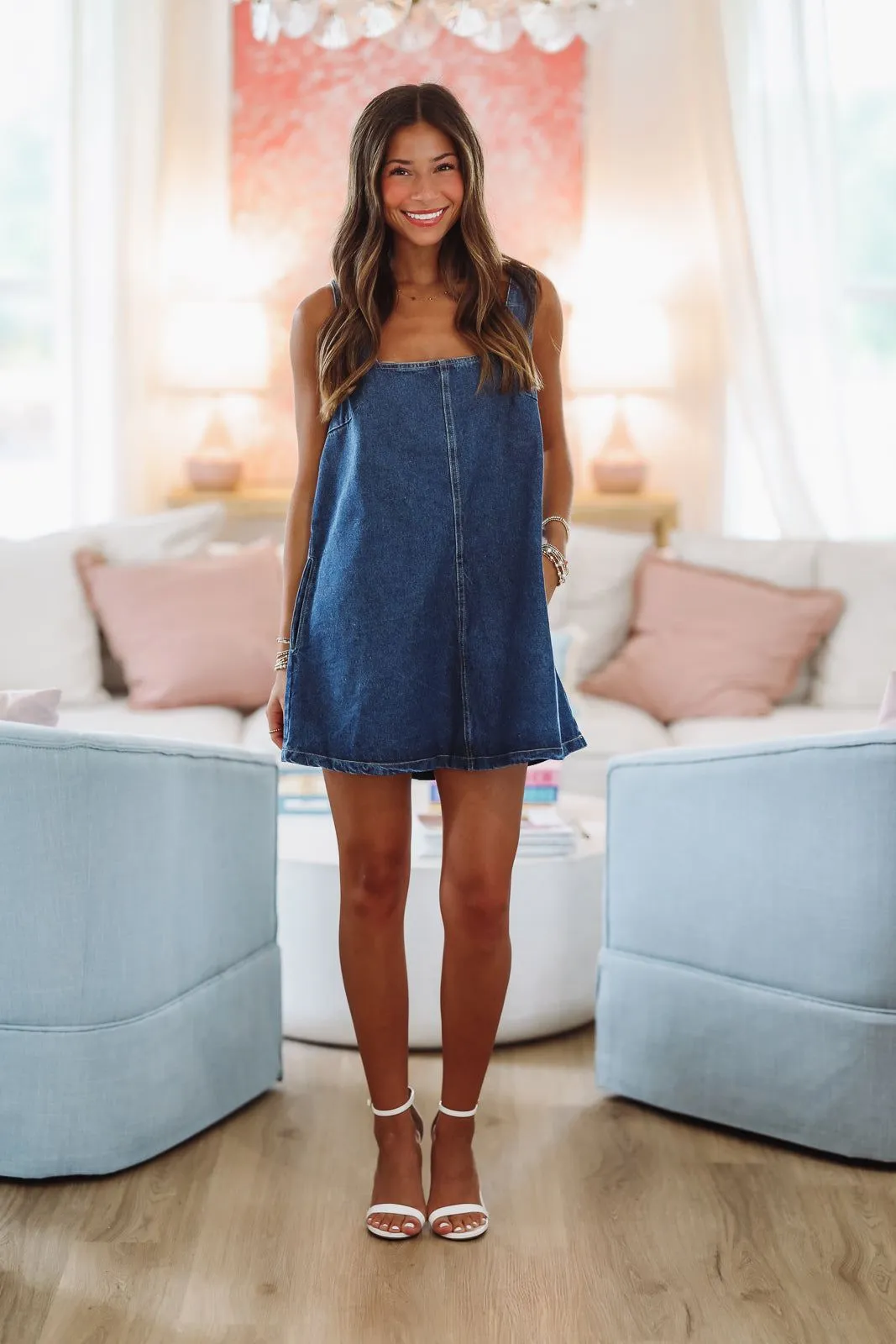 Jukebox Flare Mini Dress - Denim sold by Hazel & Olive product image thumbnail 2
