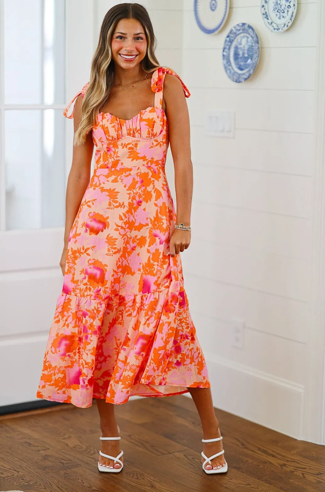 Aloha Maxi Dress - Peach, Pink and Orange sold by Hazel & Olive