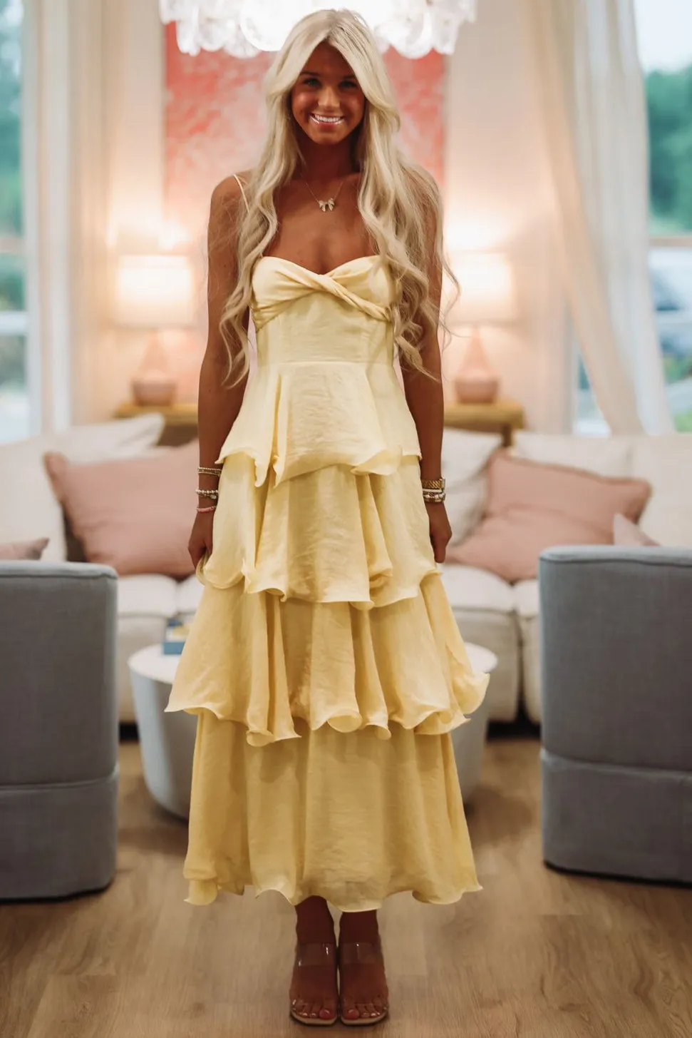 One More Dance Maxi Dress - Yellow sold by Hazel & Olive