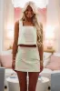 A Sweet Glimpse Crop Top and Skirt Set - Cream and Green sold by Hazel & Olive