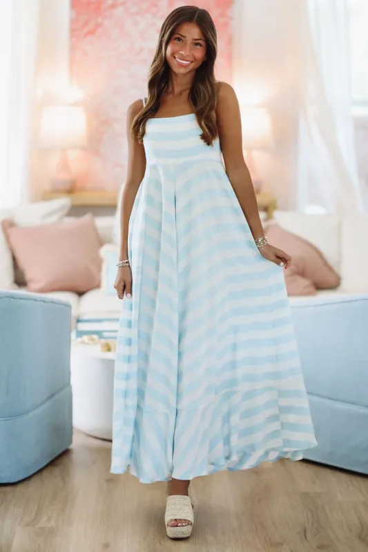 High Tides Maxi Dress - Light Blue and White sold by Hazel & Olive