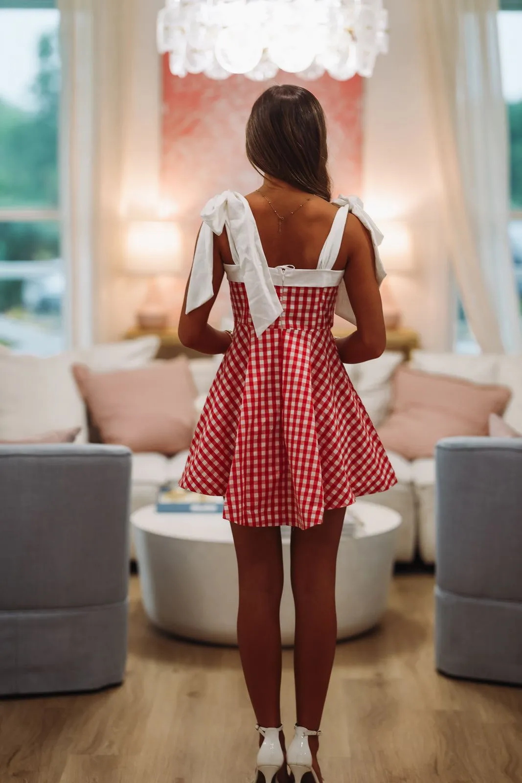 Morning Mantra Gingham Mini Dress - Red and White sold by Hazel & Olive product image thumbnail 3