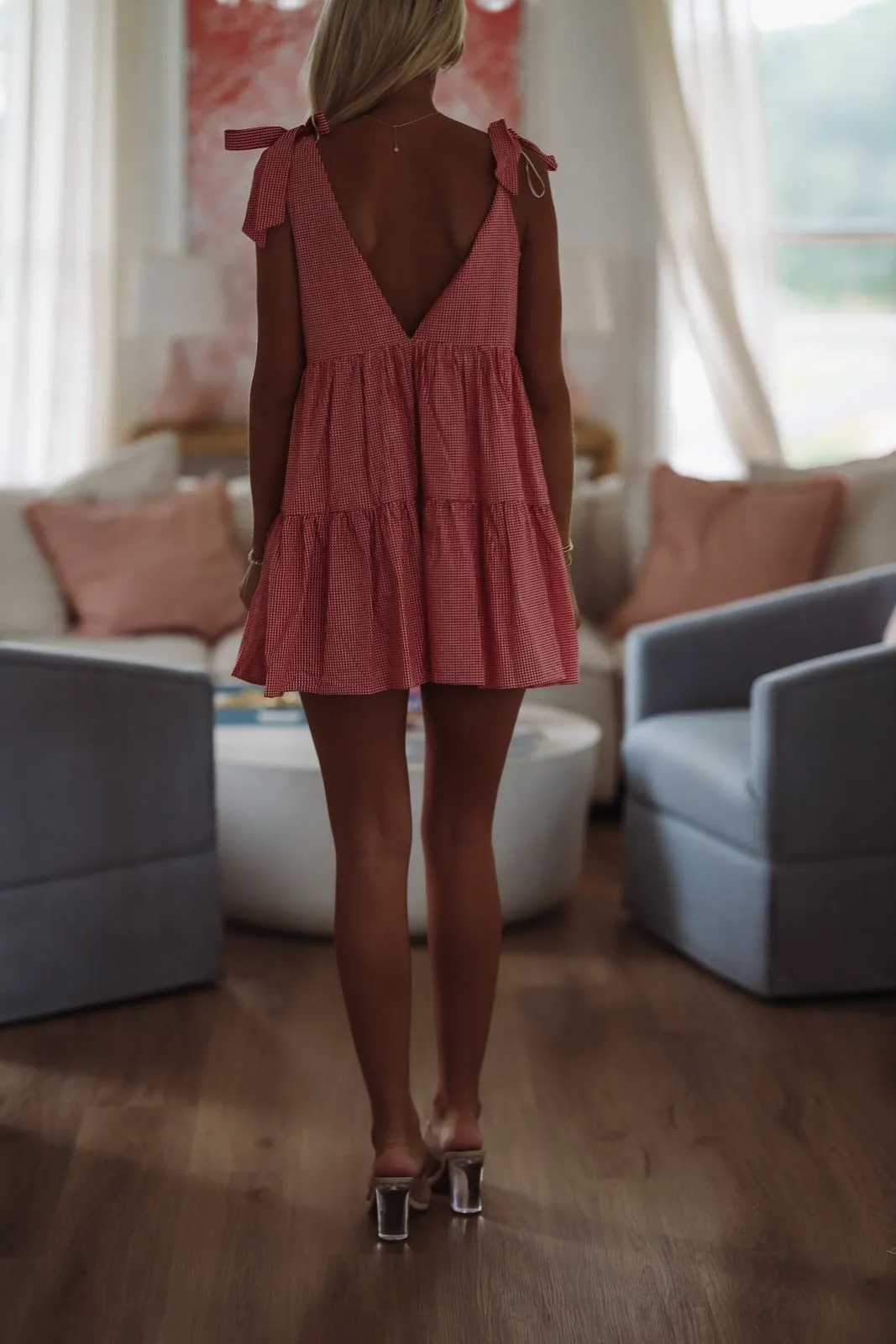 Poppy Picnic Mini Dress - Red and White sold by Hazel & Olive product image thumbnail 4