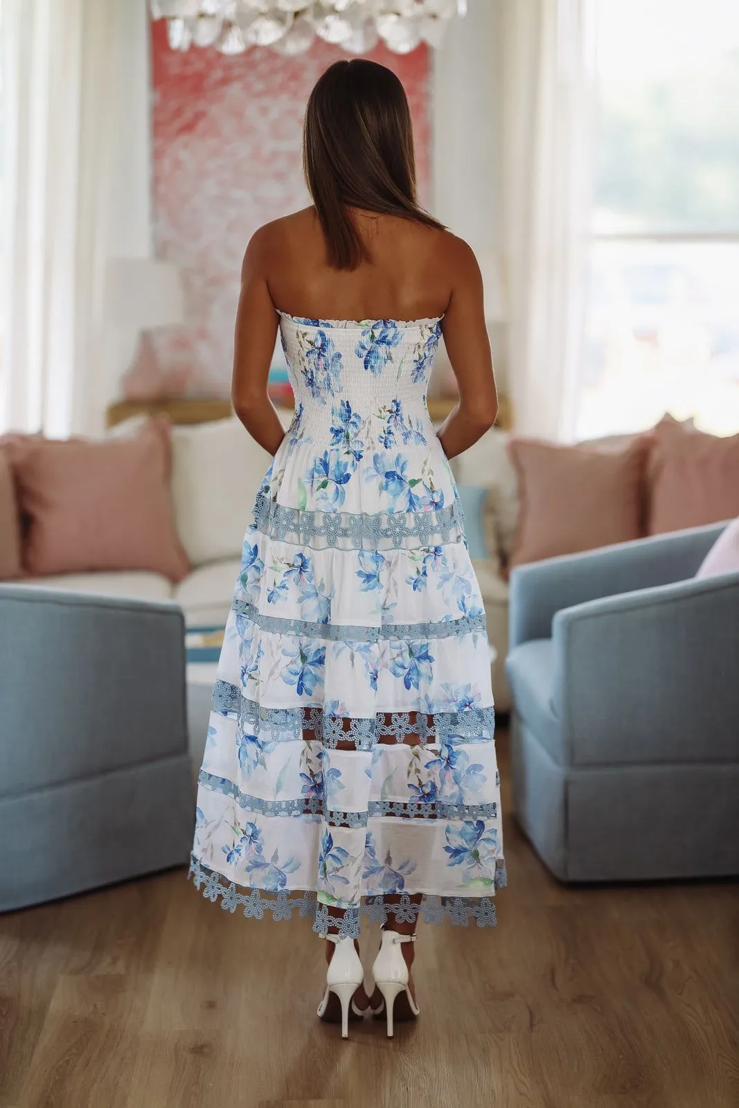 Early Evening Floral Midi Dress - Blue sold by Hazel & Olive product image thumbnail 4