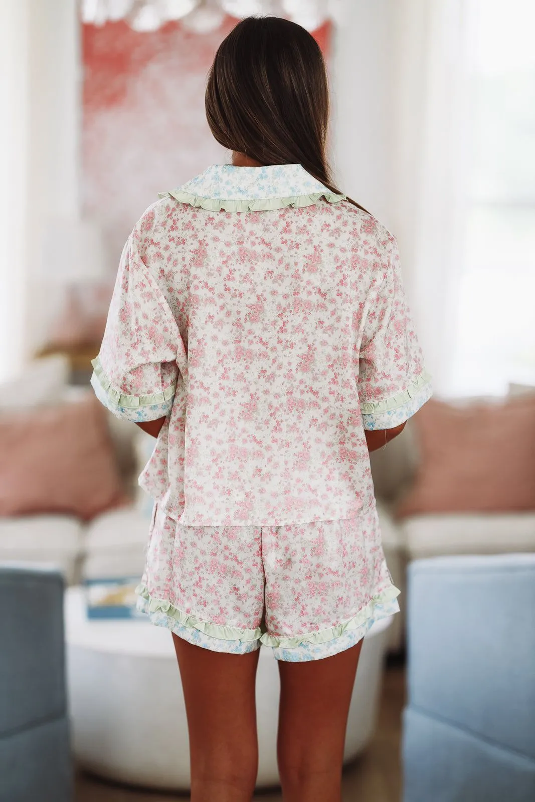 Rose Blooms Short and Top Pajama Set - Pink sold by Hazel & Olive product image thumbnail 3