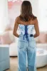 Every Move Floral Corset Top - White and Blue sold by Hazel & Olive