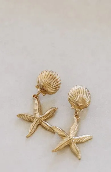 Ocean Shells Earrings - Gold sold by Hazel & Olive