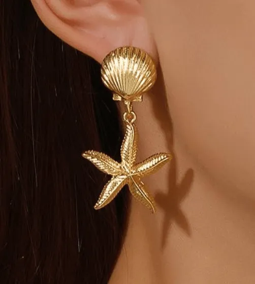 Ocean Shells Earrings - Gold sold by Hazel & Olive product image thumbnail 2