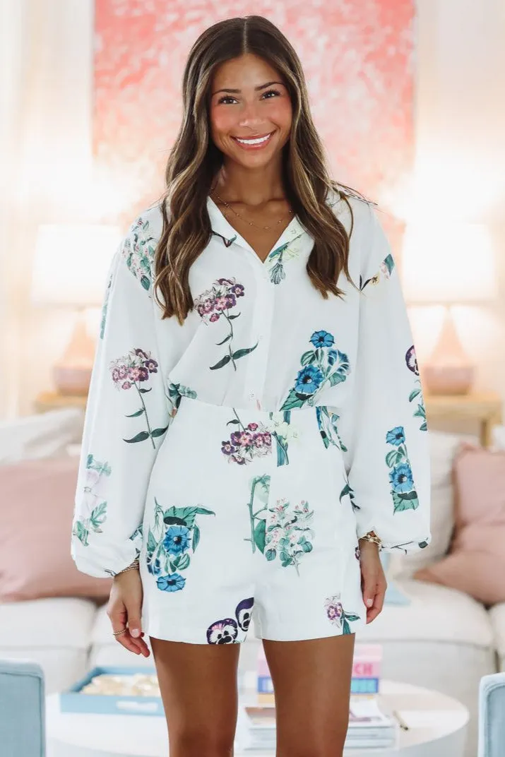 Springtime Whispers Top and Shorts Set - White sold by Hazel & Olive