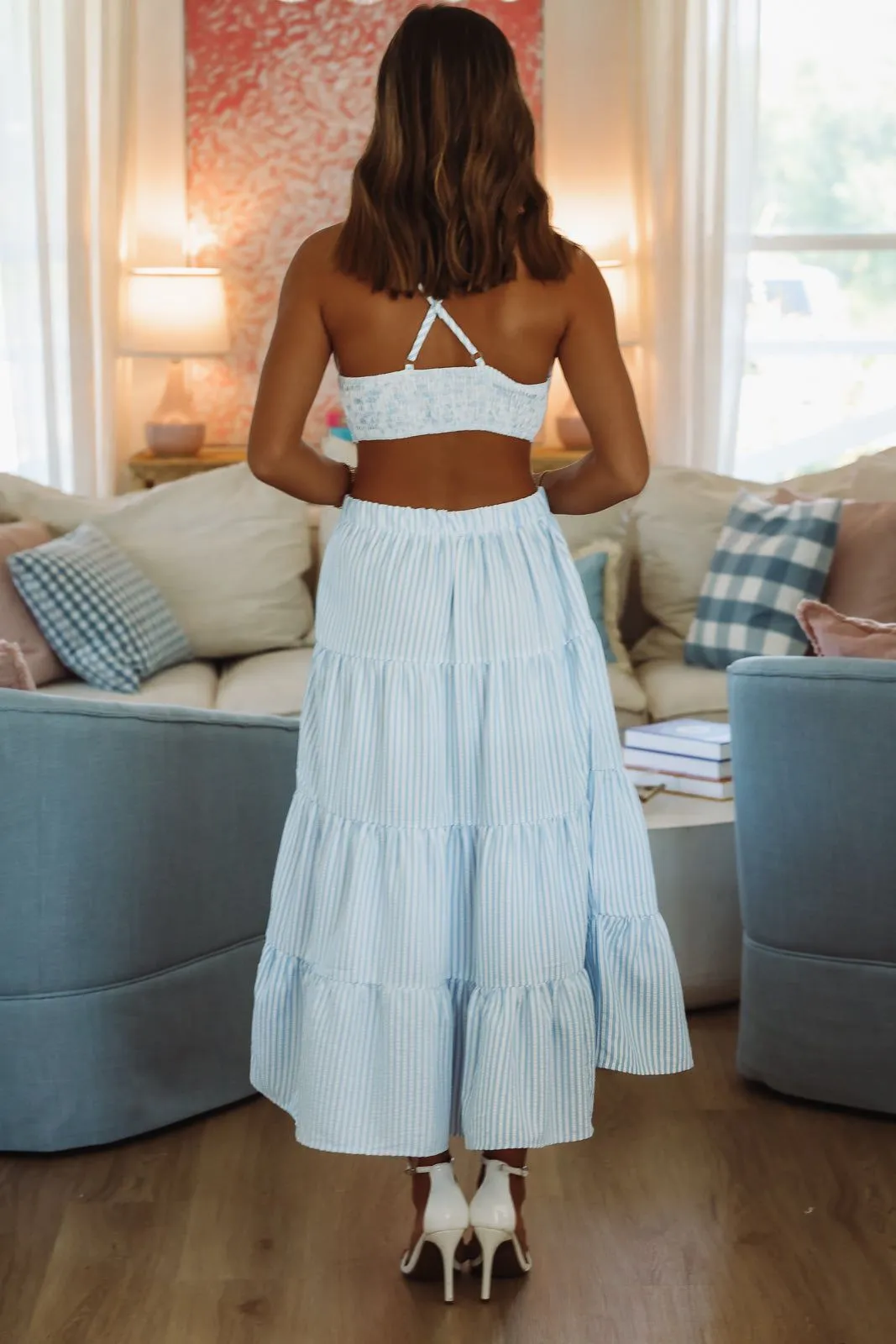 Classic Stripes Bustier Bra Top - Light Blue and White sold by Hazel & Olive product image thumbnail 2