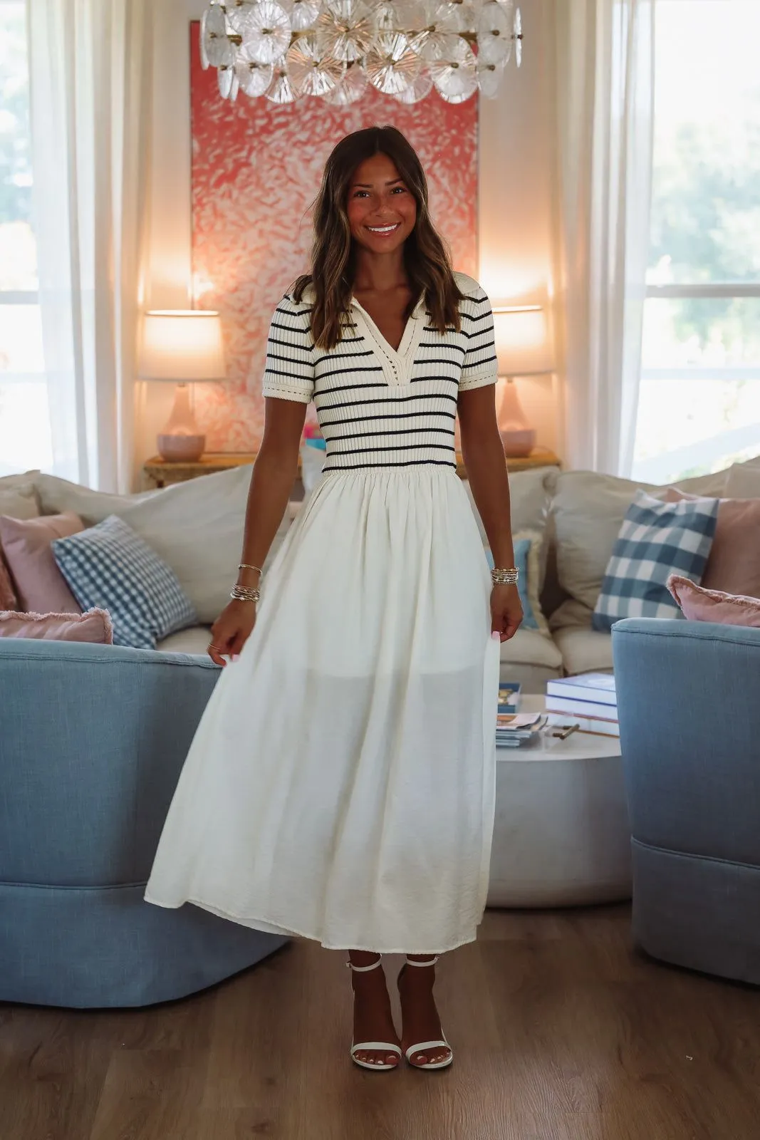 Boardwalk Stroll Midi Dress - Ivory sold by Hazel & Olive product image thumbnail 2