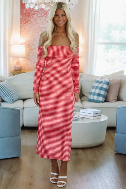 The Little Things Midi Dress - Red and White sold by Hazel & Olive