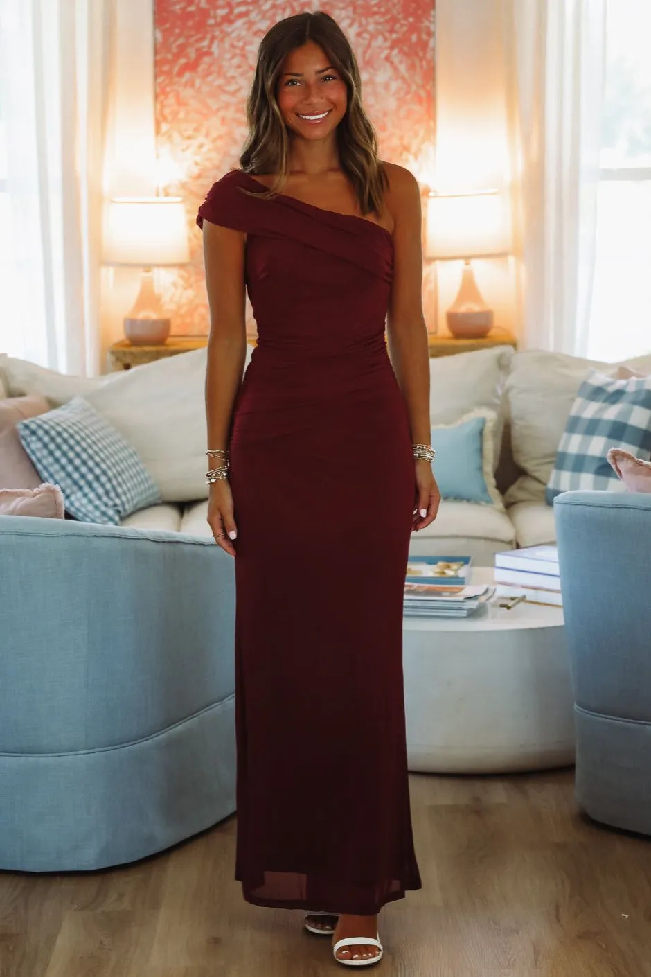 Meet Glamour Maxi Dress - Wine sold by Hazel & Olive